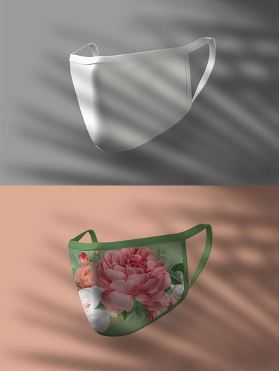 带阴影覆盖的面罩口罩样机（PSD）