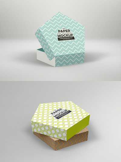 五角大楼风格糕点盒包装模型（PSD）