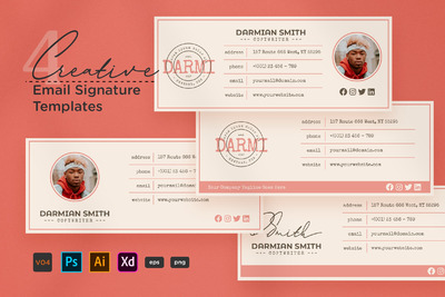 创意电子邮件签名设计模板（AI,EPS,PDF,PNG,PSD,XD）