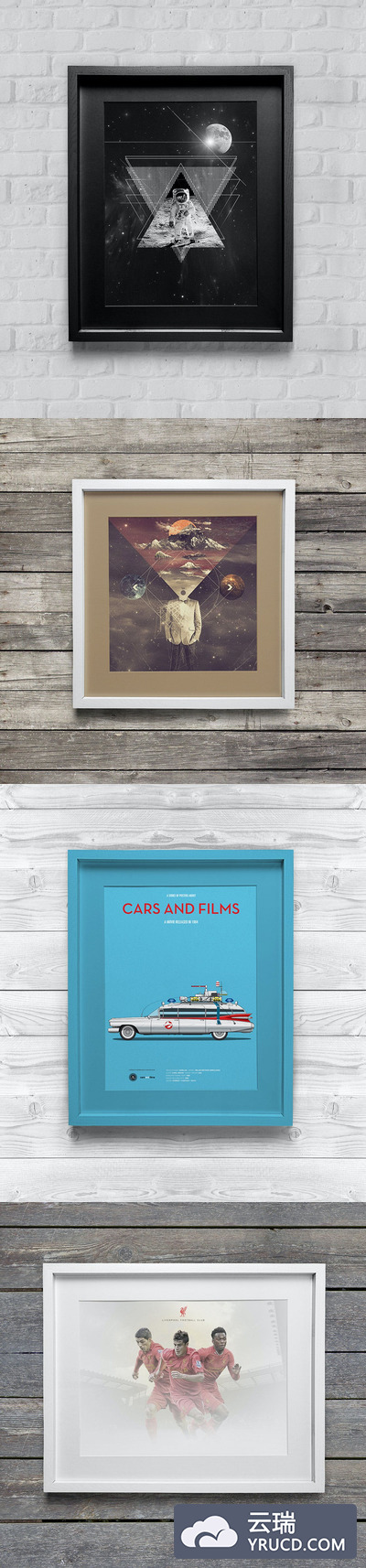 高端奢华风格海报框架样机（PSD）