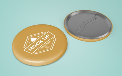 带有公司标志的黄色徽章样机[PSD]