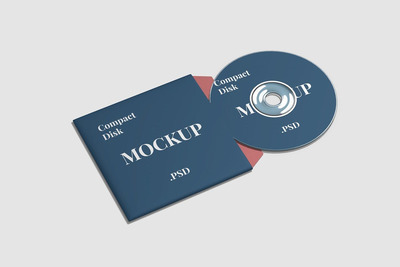 简约清新带有封套得房地产光盘CD包装设计VI样机展示模型mockups