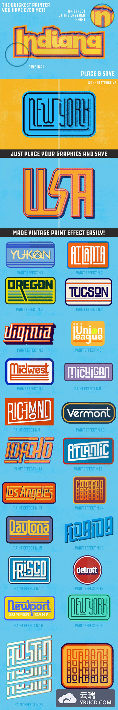 老彩绘广告的风格PS字体样式(PSD)