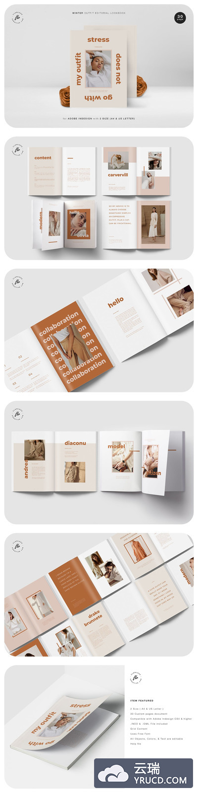 时尚高端专业优雅的高品质书籍装帧品牌手册画册宣传册杂志房地产楼书设计模板