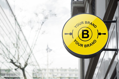 正面店招logo展示样机[PSD]