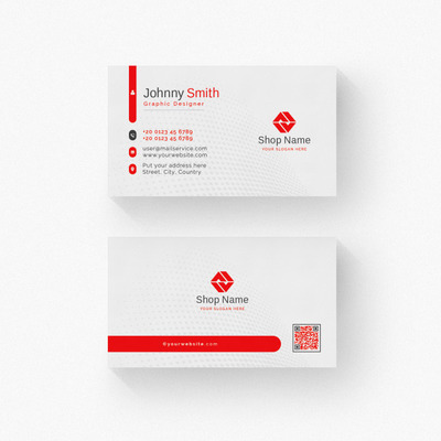 带有红色细节的白色名片样机[PSD]