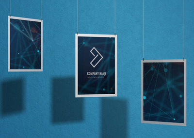 一套带有框架的海报样机[PSD]