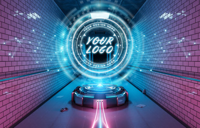 未来虚拟地铁logo投影样机[PSD]