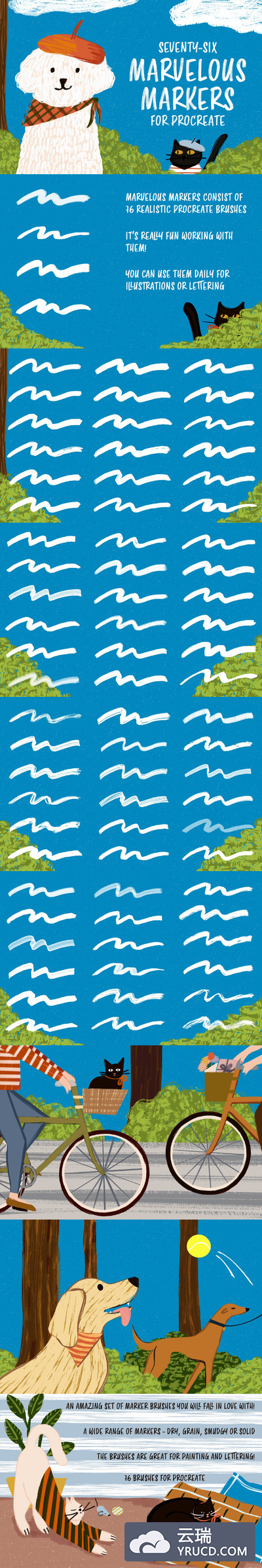 76个奇妙有趣的线条形状Procreate笔刷素材