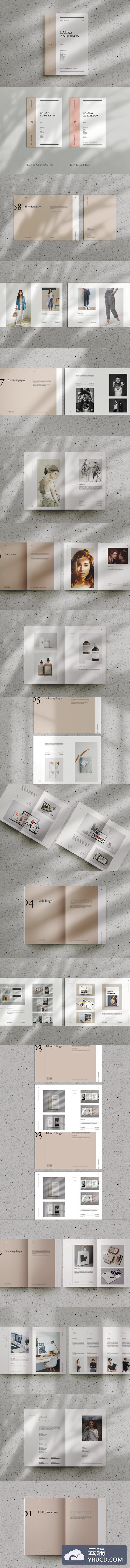 简约专业的个人作品集杂志画册设计模板