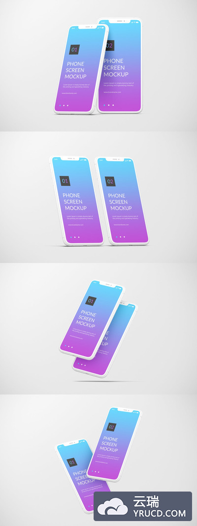 单色成对的的iPhone 11 手机样机（PSD）