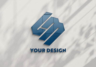 办公室墙上印刷的logo展示样机[PSD]