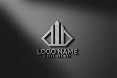 现代3D逼真墙壁logo样机[PSD]