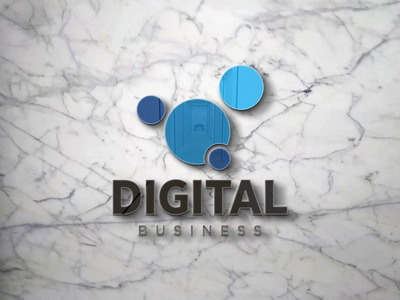 现代化的3D墙面logo样机[PSD]