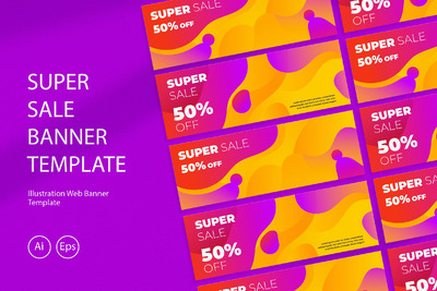 超级销售横幅banner模板(AI,EPS,JPG)