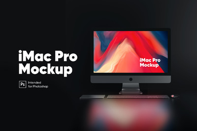 iMac Pro（夜间版）深灰版本模型样机（PSD）