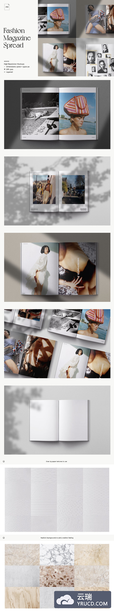 时尚杂志画册内容展示样机模板