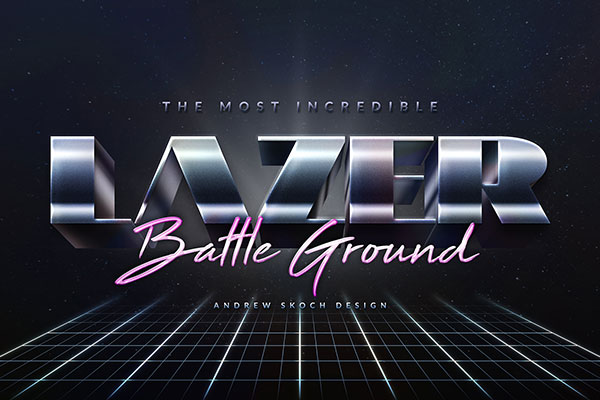 80年代3D复古文字效果psd素材