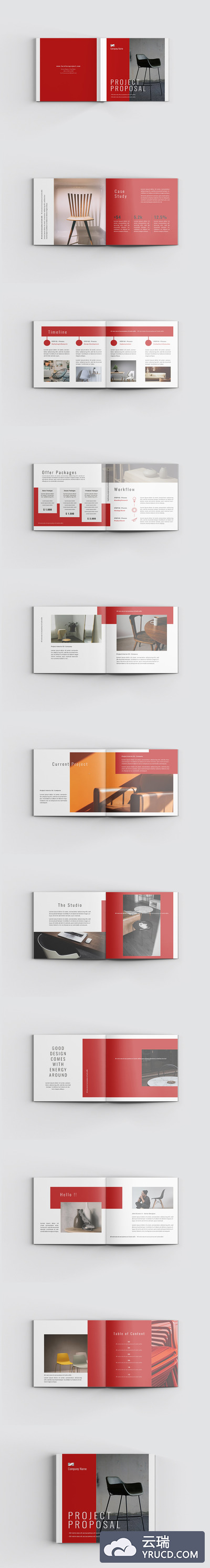 方形尺寸企业项目提案手册设计