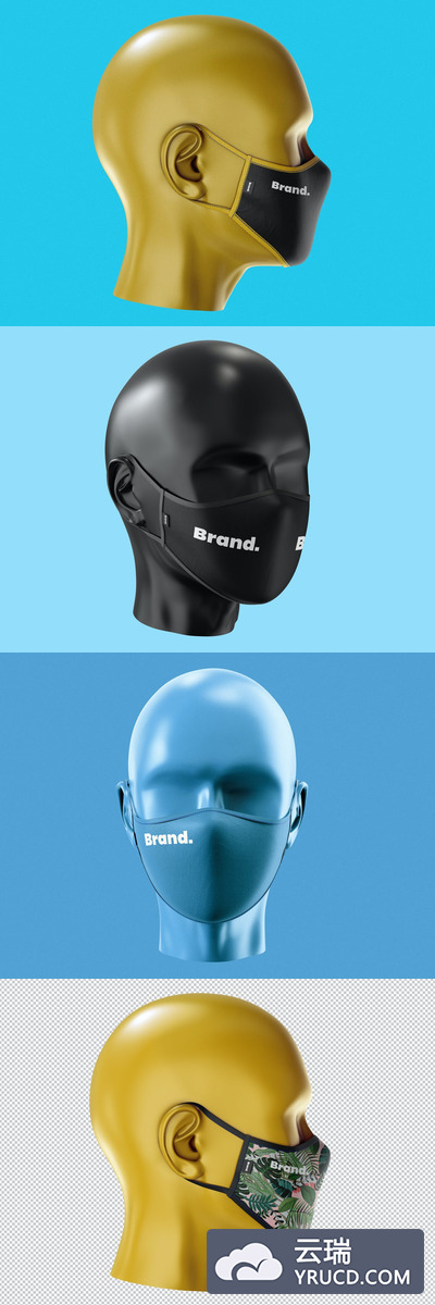 带人像模特的口罩面料设计展示样机（PSD）