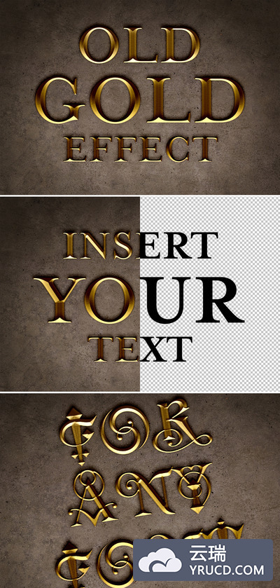 铜金色/暗金色文字效果样机素材