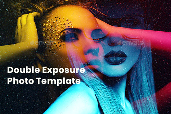 双重曝光高级色调效果照片模板[PSD]