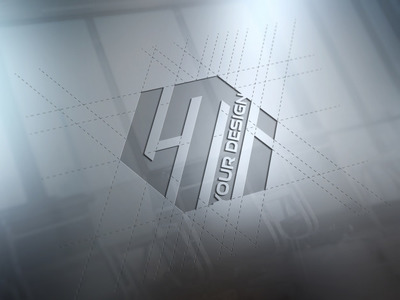 在金属板雕刻的标志样机[PSD]