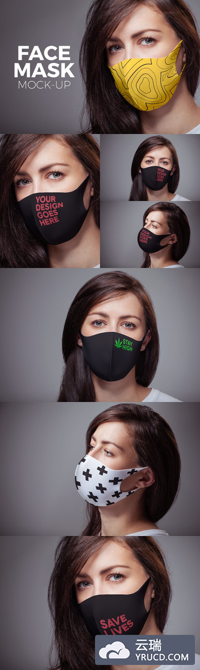 时尚高端好用的女士口罩设计样机展示模型mockups