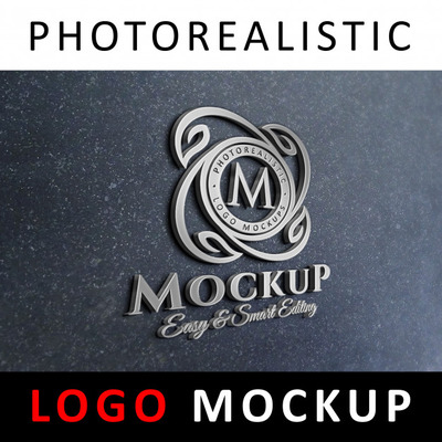 在办公室墙上的3D标志设计样机[PSD]