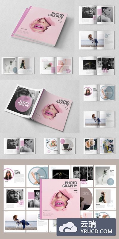 摄影作品集正方形画册模板下载(INDD)