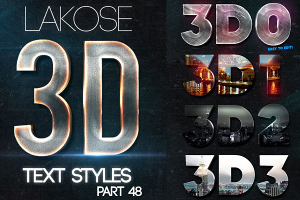 独特个性的3D文本效果图层样式素材v.48