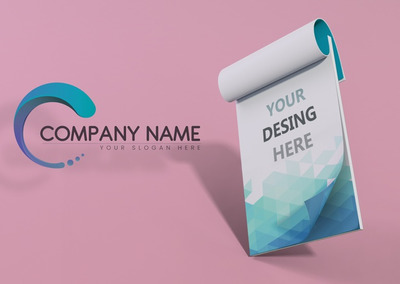 蓝色记事本公司经营用纸的品牌模型[PSD]