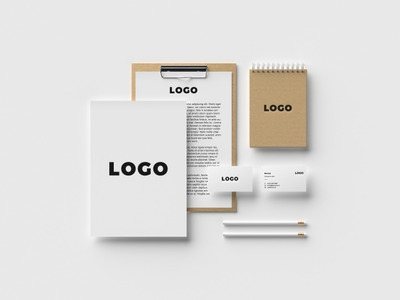 俯视图品牌logo文具产品样机[PSD]