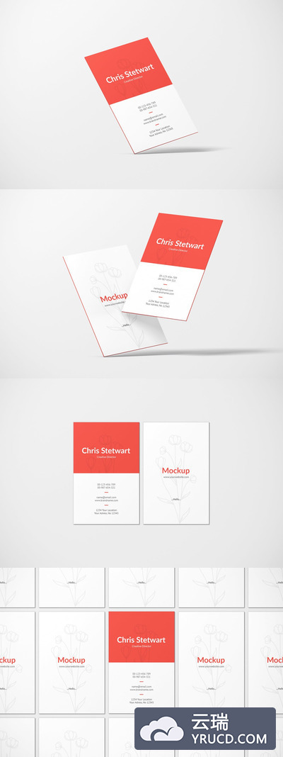 竖版优秀名片设计样机