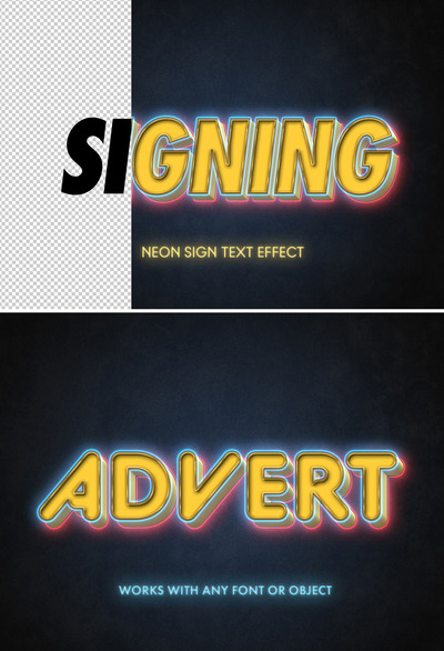 3D霓虹灯文字效果样机