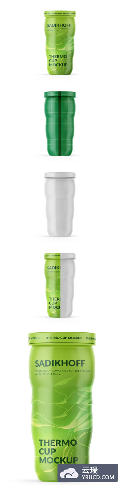 塑料哑光保温杯样机包装&标签设计模板