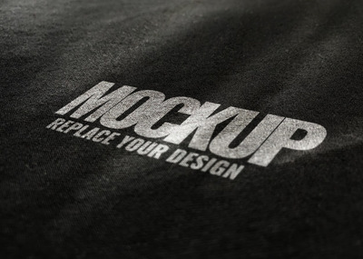 黑色帆布织物logo样机[PSD]