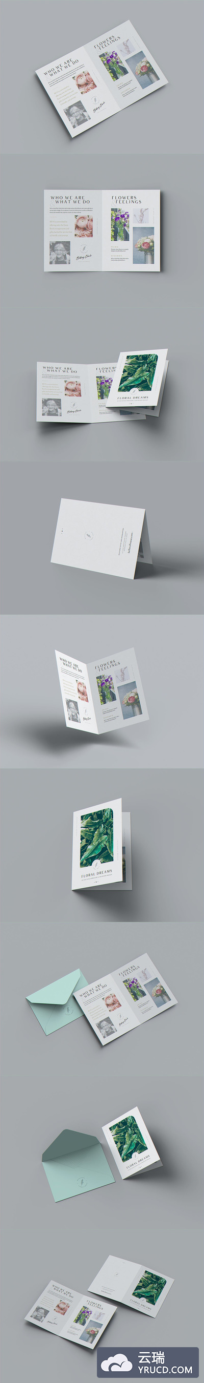 美国尺寸双折叠小册子/请柬模型样机（PSD）