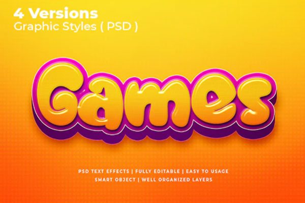 可爱卡通风格游戏3D文字效果样机