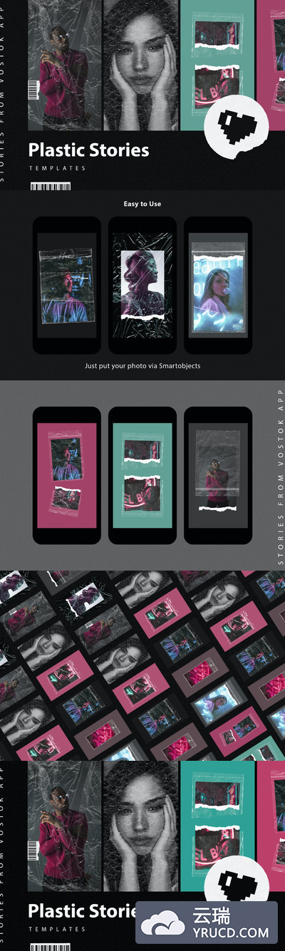 Instagram社交媒体媒体banner海报塑料泡沫UI设计样机展示模型mockups