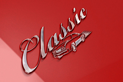 汽车金属logo效果的字体设计展示样机（PSD）