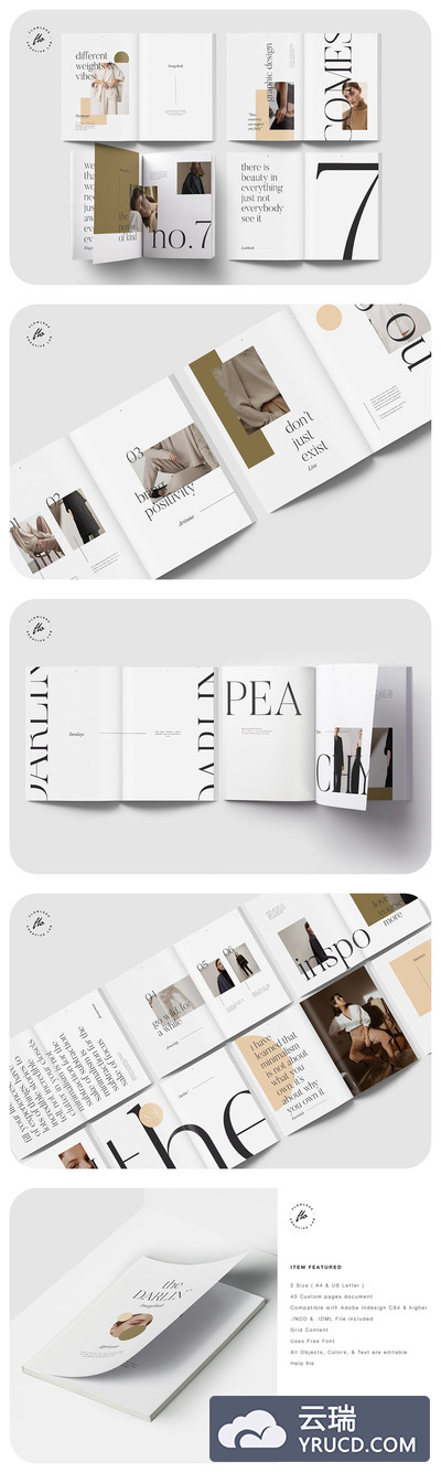 时尚杂志风编辑图像册画册模板下载（indd）