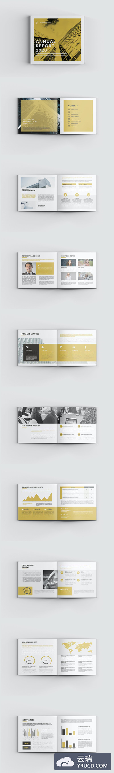 方形时尚企业画册模板（INDD）