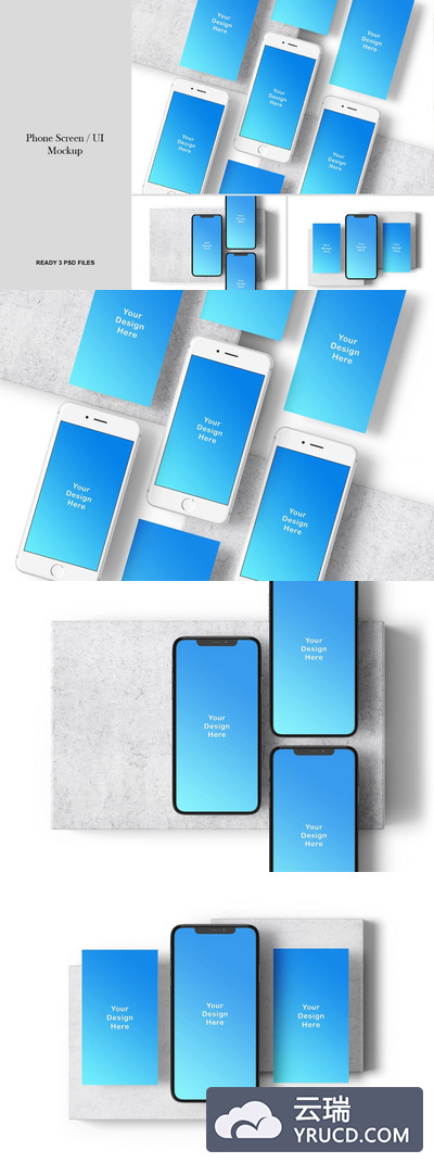 iPhone手机APP UI样机展示模型mockups