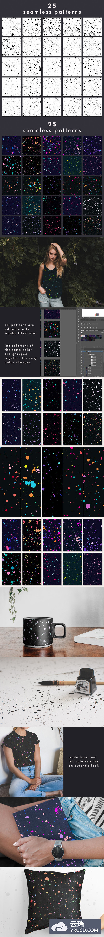 斑点油墨/墨水飞溅图案背景素材