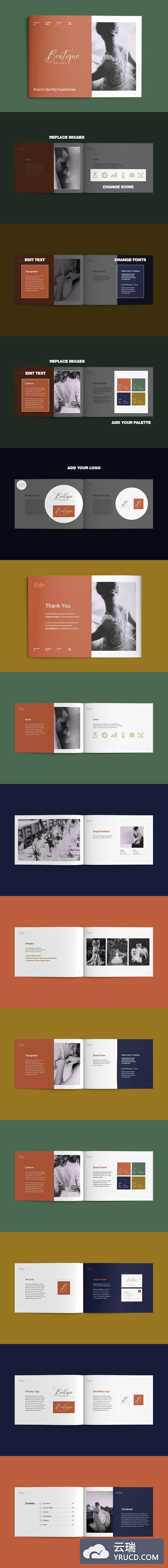 黄褐色品牌指南/婚礼杂志画册设计模板