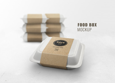 逼真的快餐盒展示样机[PSD]
