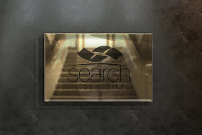 金色面板徽标logo设计样机（PSD）