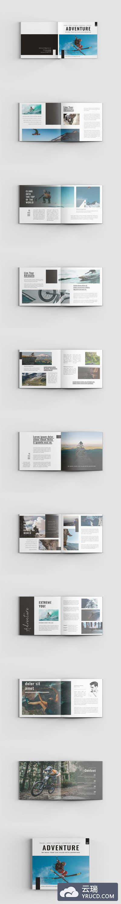 冒险体育运动旅行杂志画册设计模板