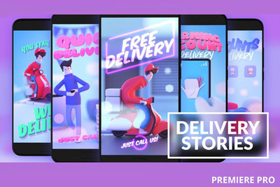 有趣卡通人物美食外卖Instagram故事视频PR模板